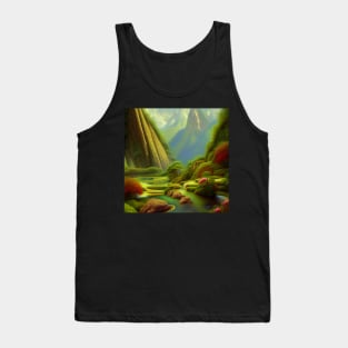 Digital Painting of High Mountains and Colorful plants, NAture Scenery Tank Top